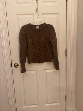 Cozy Button-Front Brown Knit Wool Cardigan